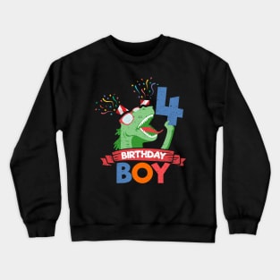 4th Birthday Boy Dinosaur Crewneck Sweatshirt